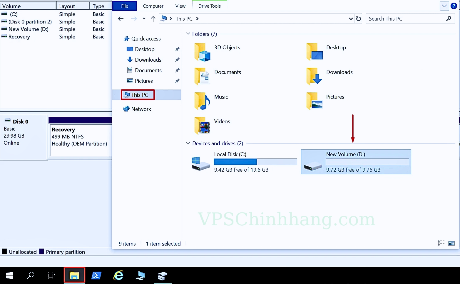 Vào Folder để kiểm tra ổ D vừa được tạo