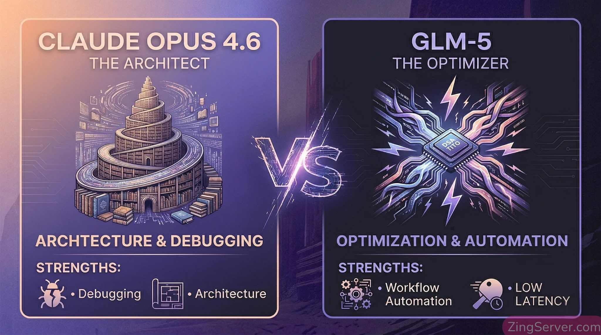So sánh tính năng của Claude Opus 4.6 và GLM-5 trong ứng dụng quản trị máy chủ VPS.